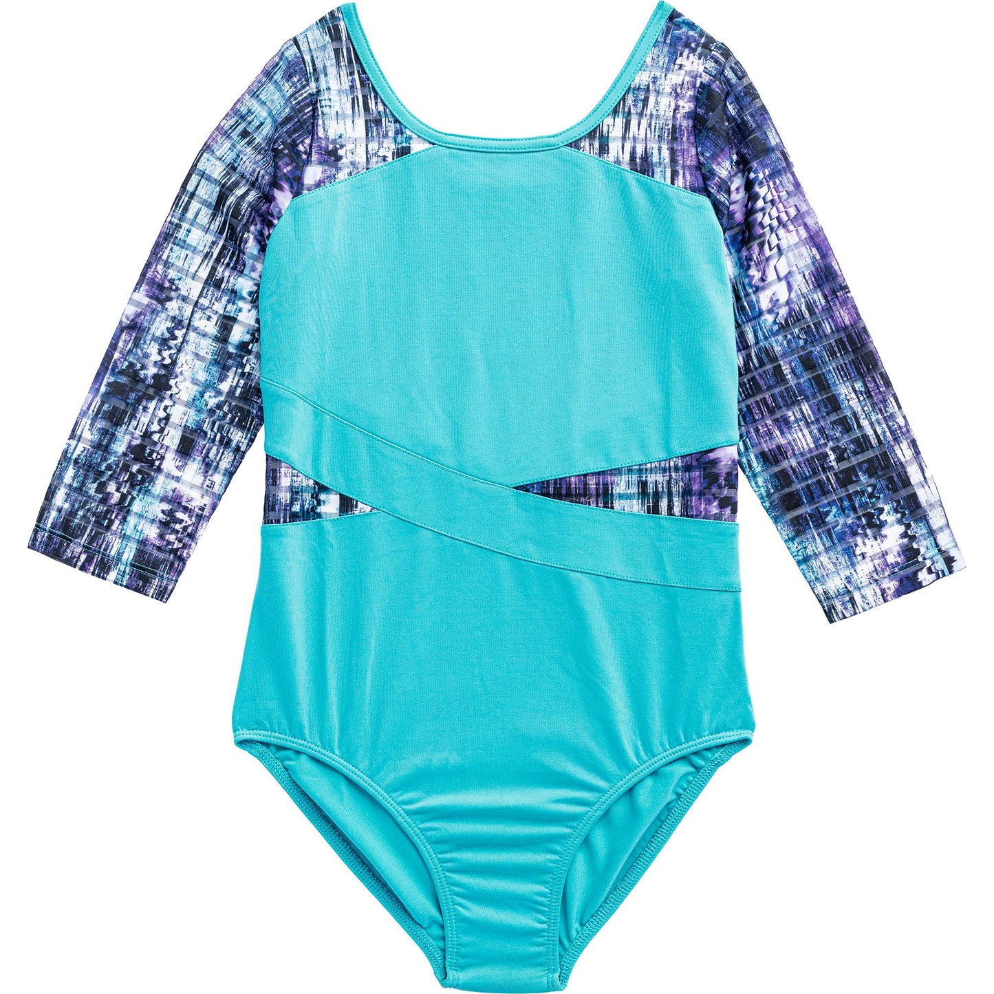 Seismic Waves Stripe Mesh Leotard - 3/4 Sleeve