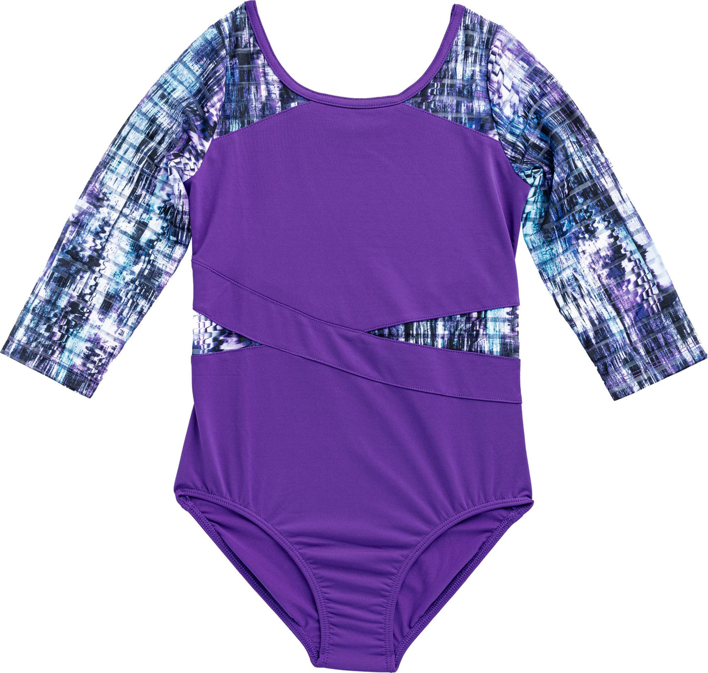 Seismic Waves Stripe Mesh Leotard - 3/4 Sleeve