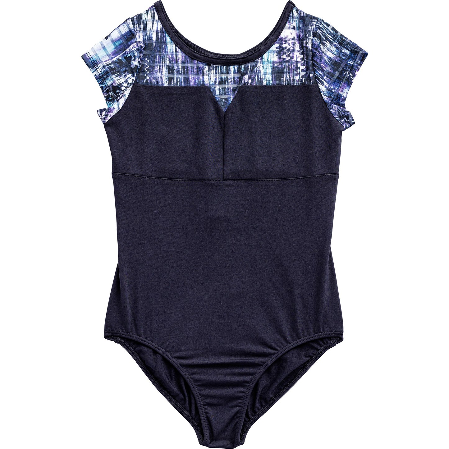 Short Sleeve Stripe Mesh Leotard