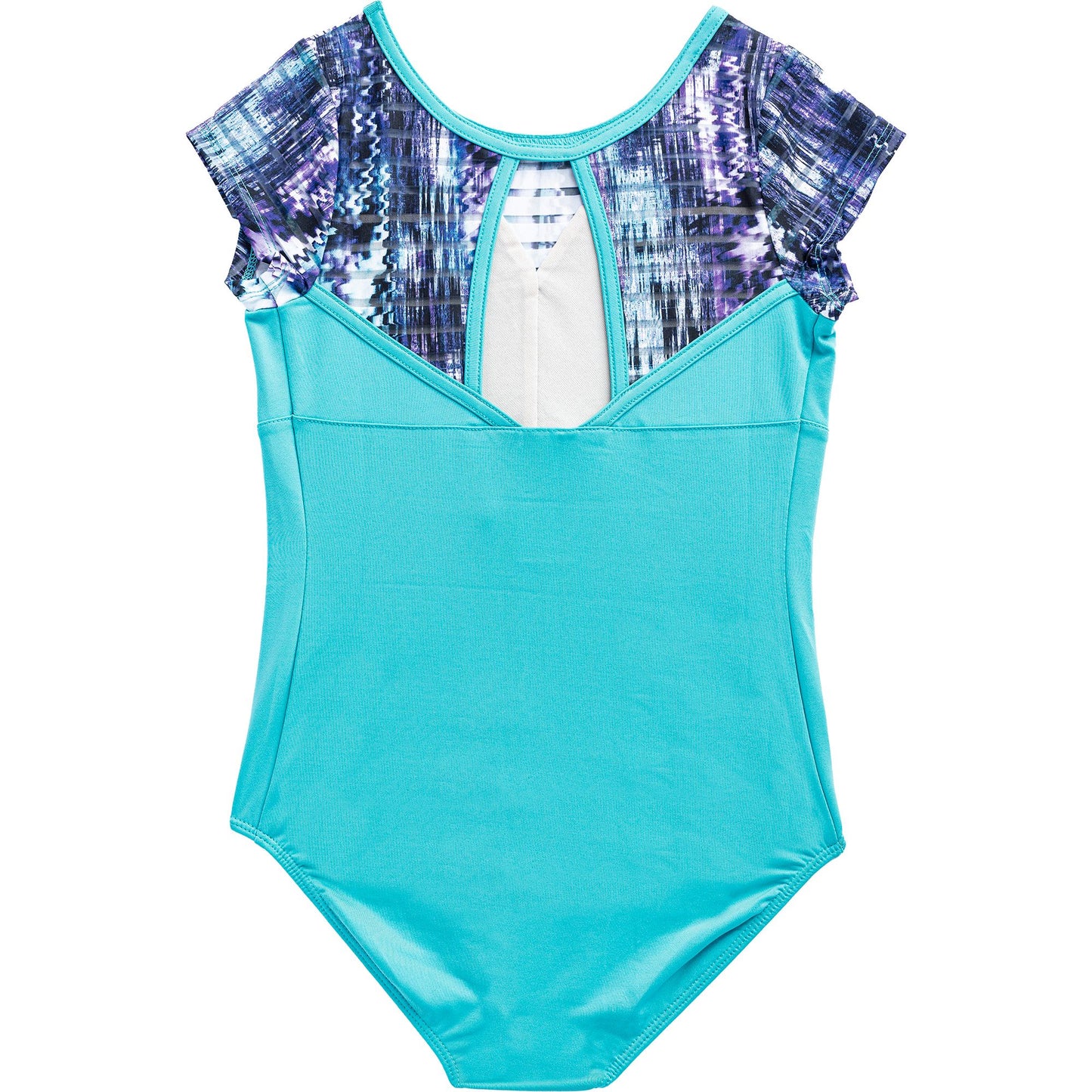 Short Sleeve Stripe Mesh Leotard