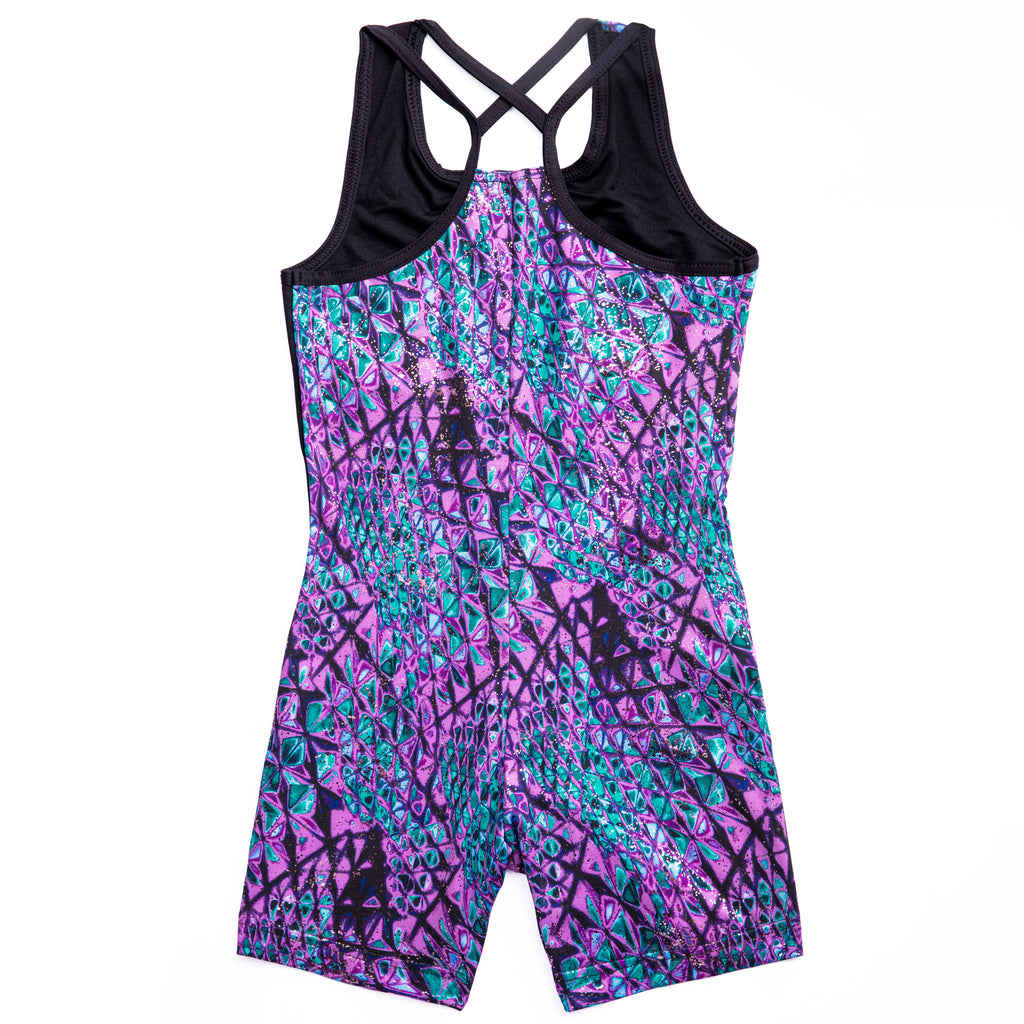 Studded Serpent Print Asym Biketard