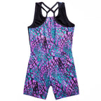 Studded Serpent Print Asym Biketard