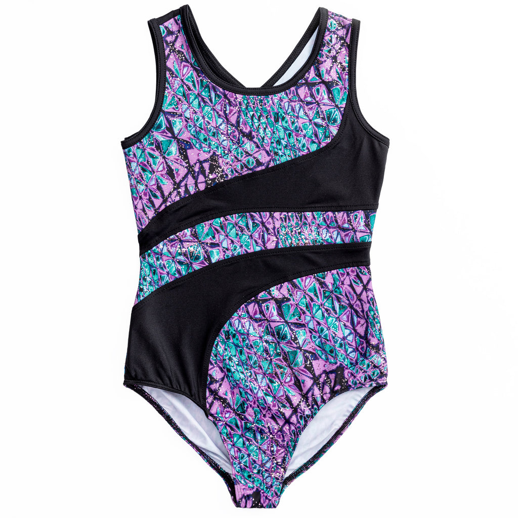 Studded Serpent Print Inset Tank Leotard