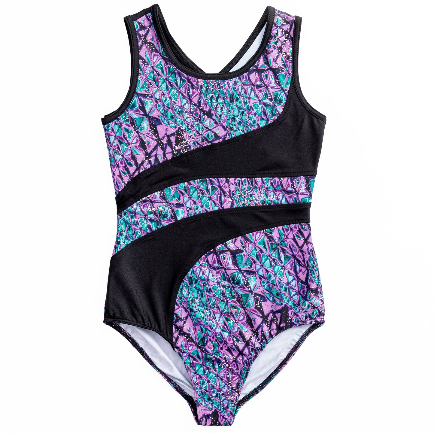 Studded Serpent Print Inset Tank Leotard