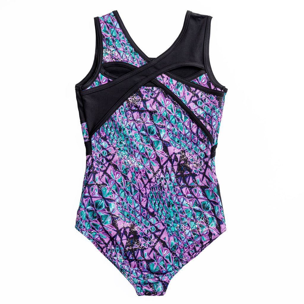 Studded Serpent Print Inset Tank Leotard