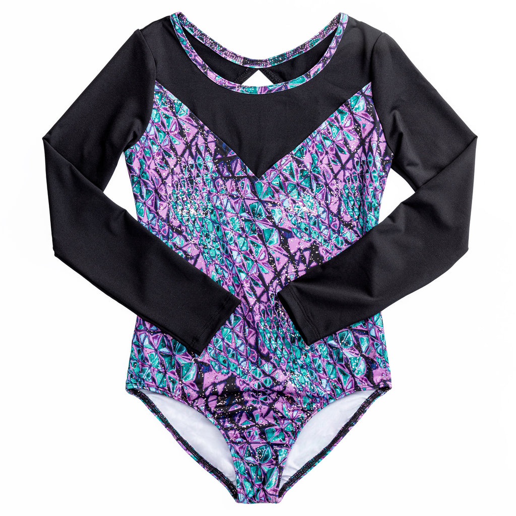 Studded Serpent Print Long Sleeve Leotard