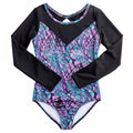 Studded Serpent Print Long Sleeve Leotard
