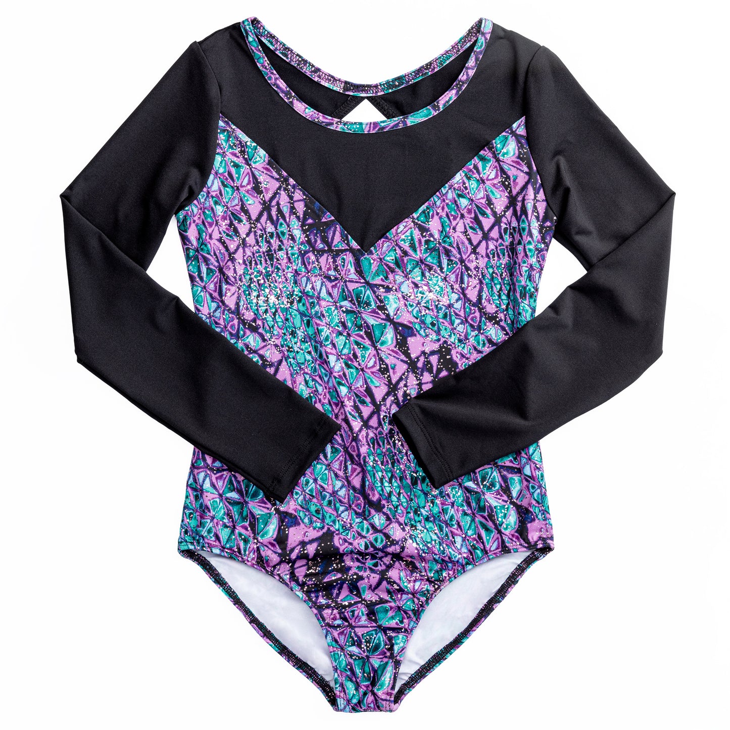 Studded Serpent Print Long Sleeve Leotard
