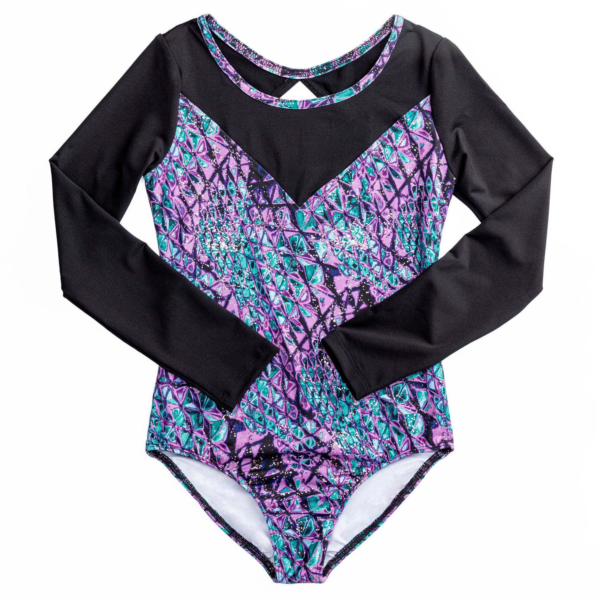 Studded Serpent Print Long Sleeve Leotard