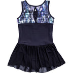 Stripe Mesh Skirted Leotard