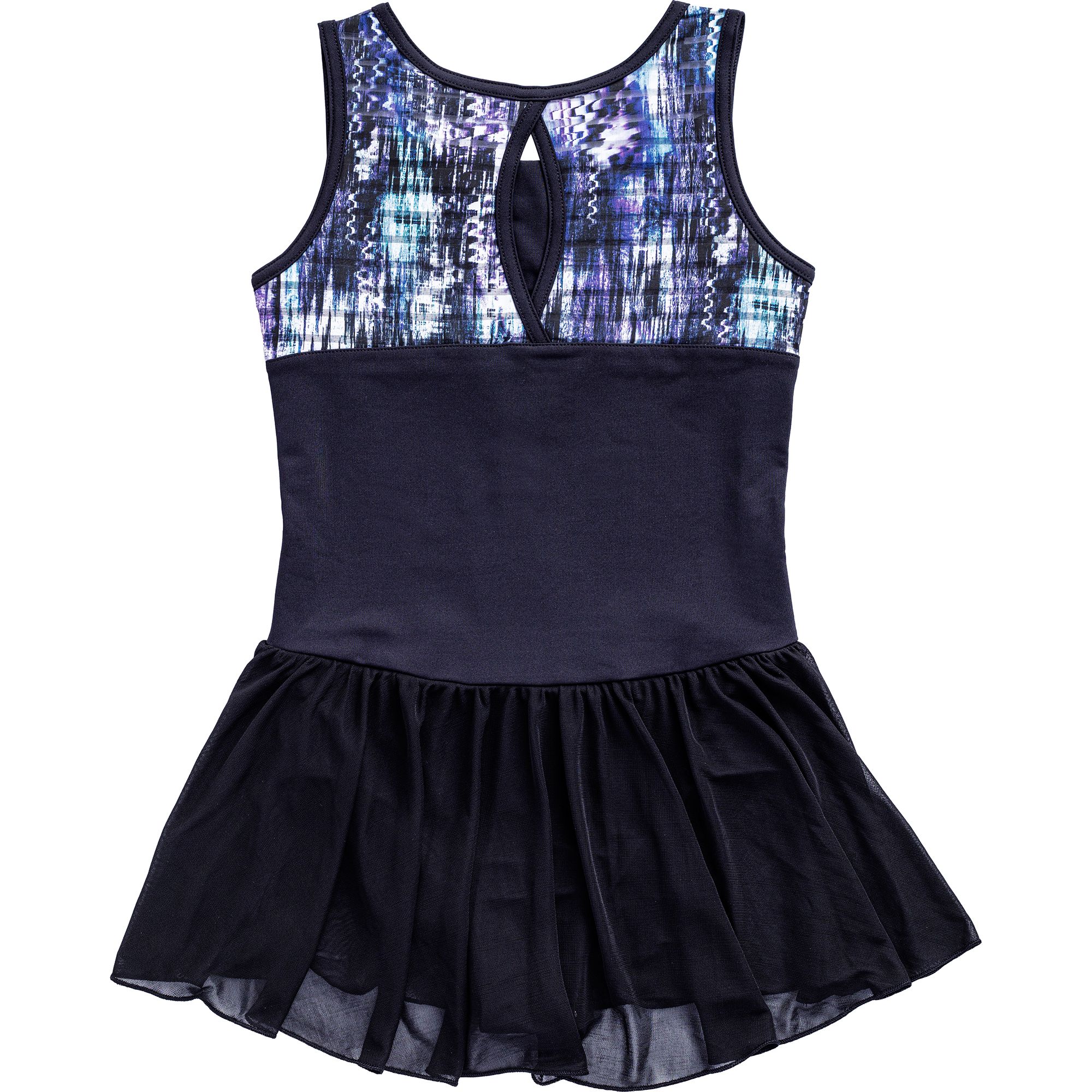 Stripe Mesh Skirted Leotard