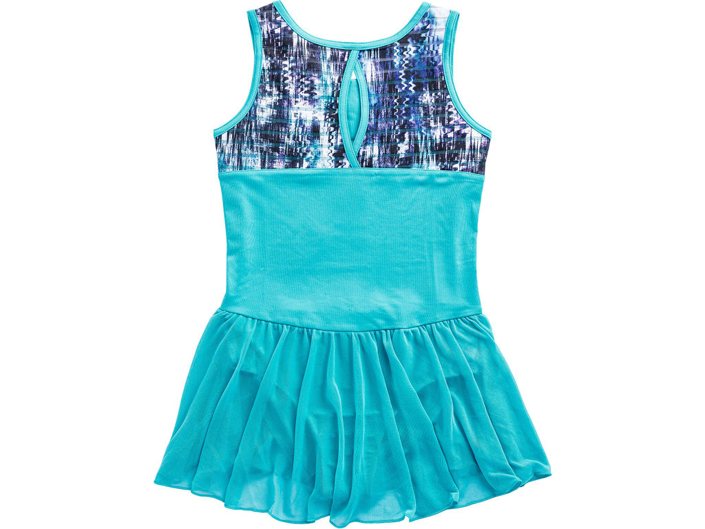 Stripe Mesh Skirted Leotard