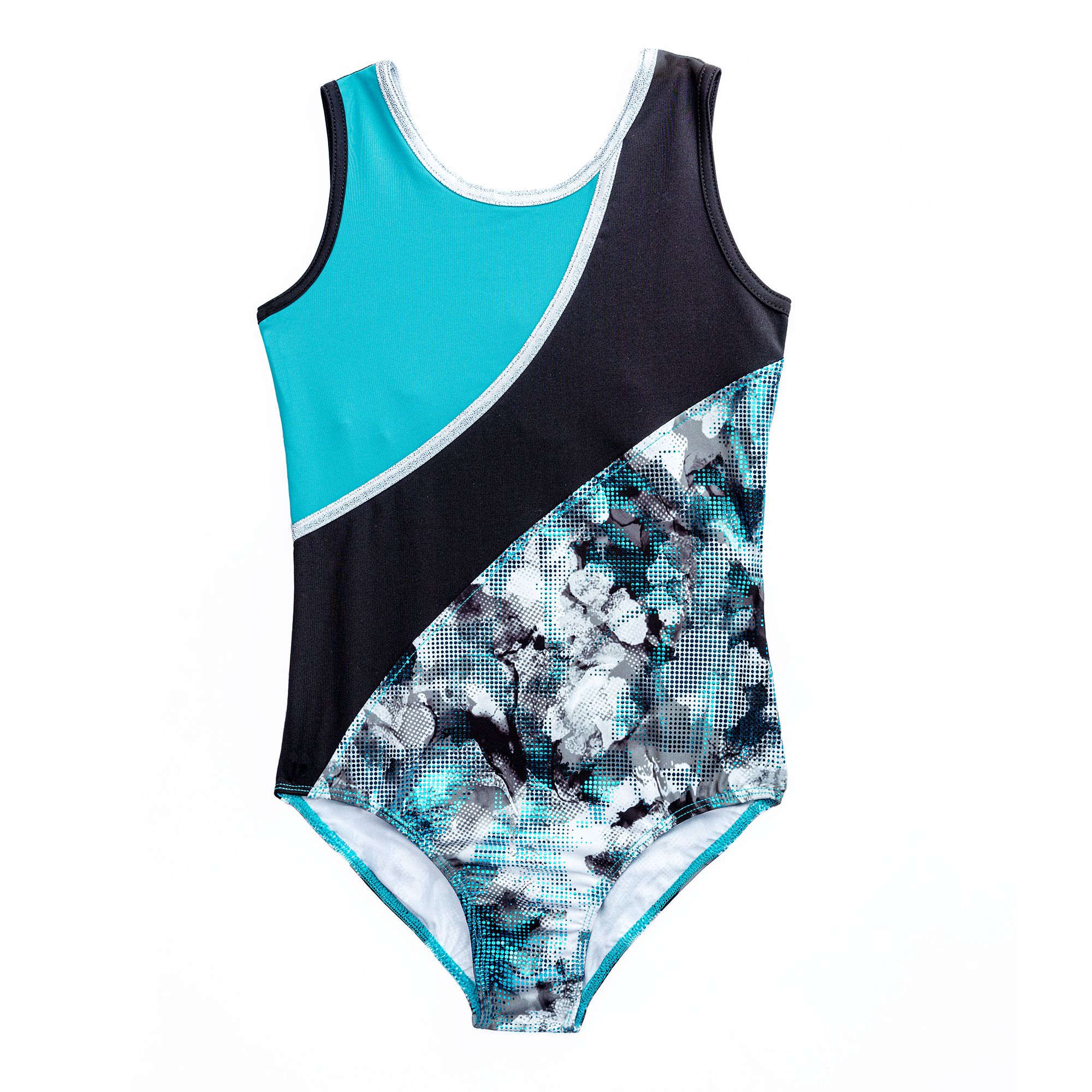Sleeveless Mesh-Back Fantasia Print Leotard
