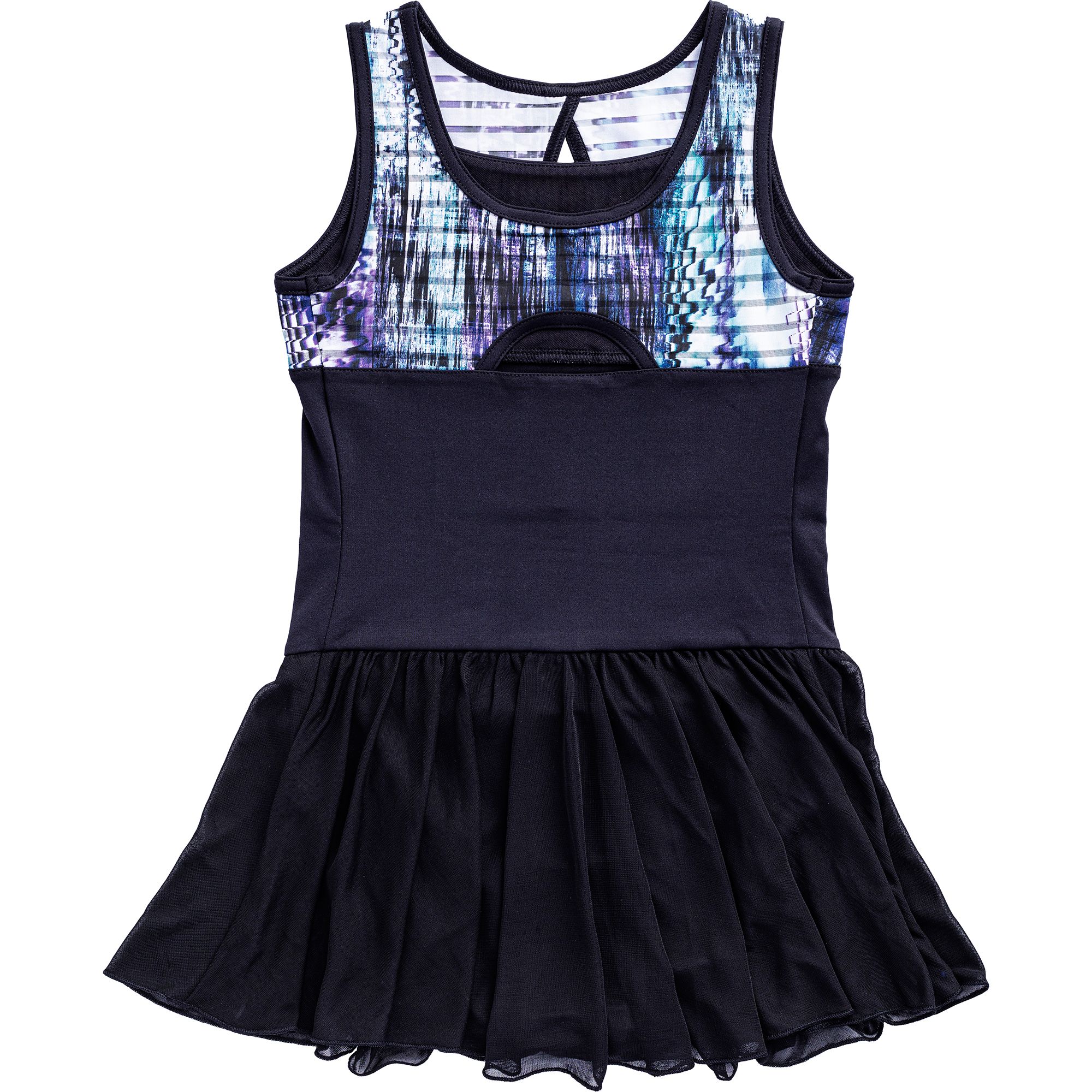 Stripe Mesh Skirted Leotard