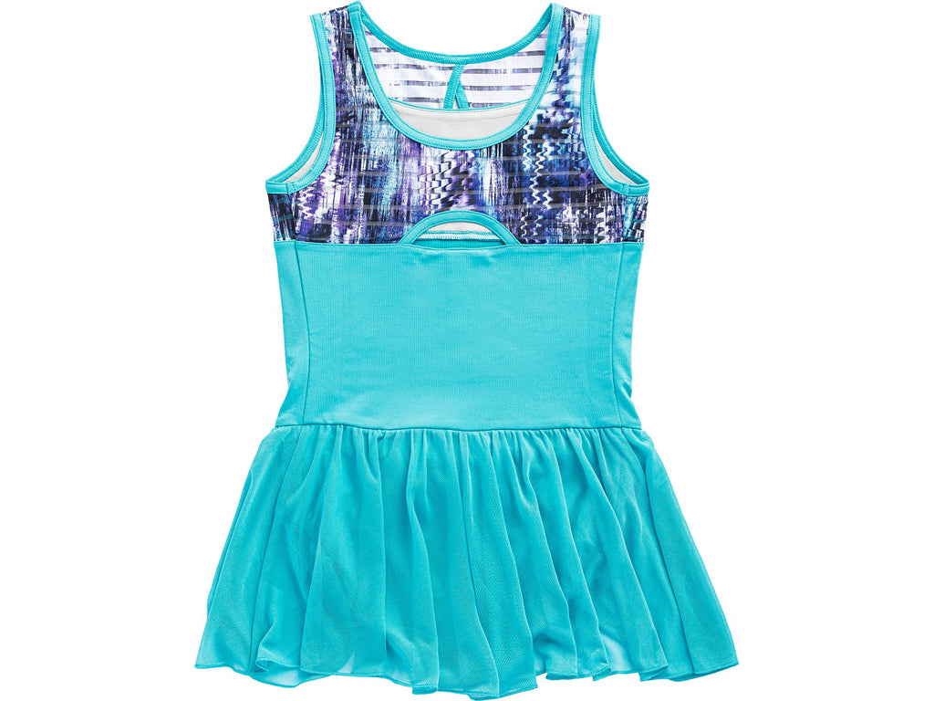 Stripe Mesh Skirted Leotard