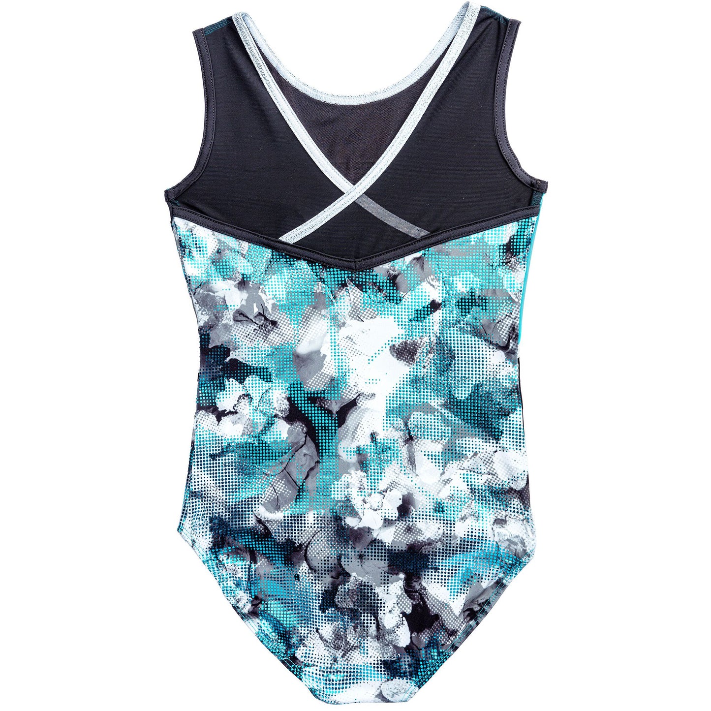 Sleeveless Mesh-Back Fantasia Print Leotard