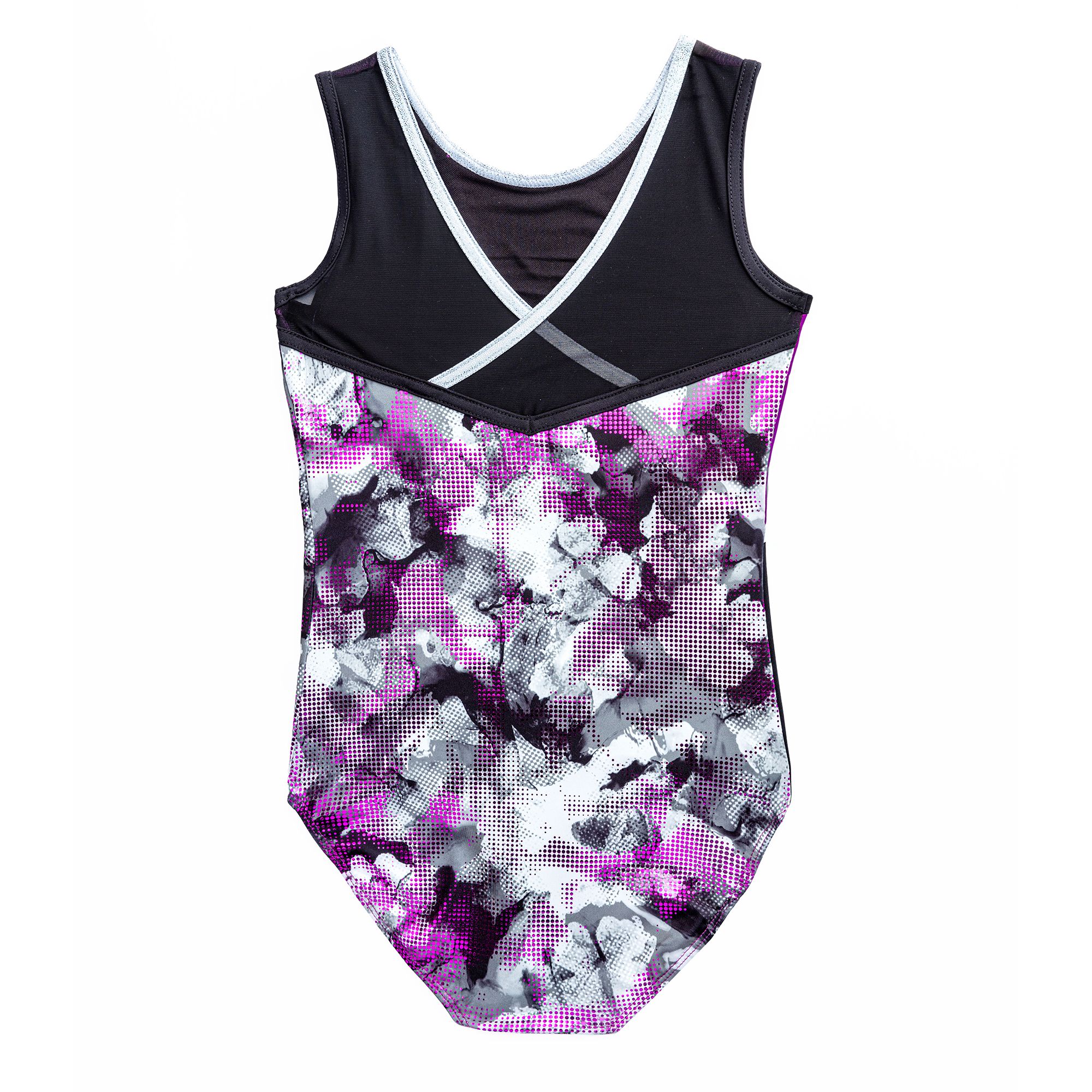 Sleeveless Mesh-Back Fantasia Print Leotard